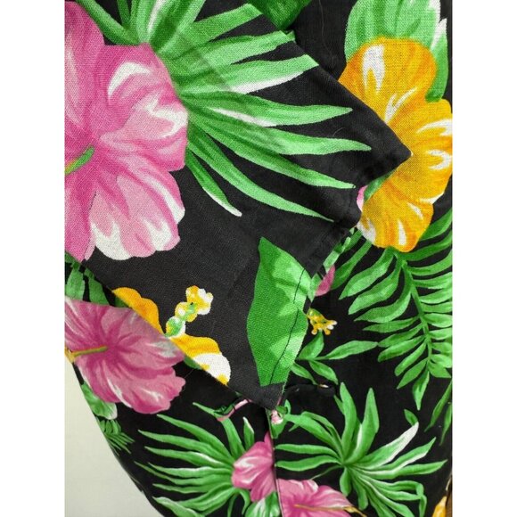 Lauren Ralph Lauren Womens 100% Linen Tropical Top Size Large Toggle Beachy - Picture 3 of 13